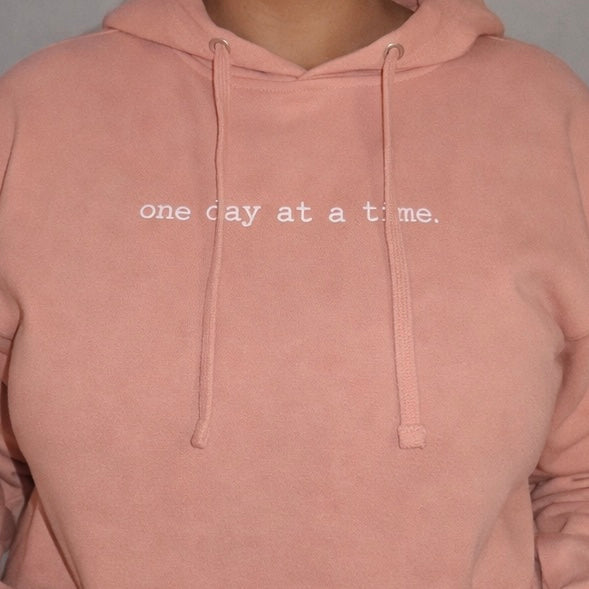 one day at a time x blush pink sweatshirt